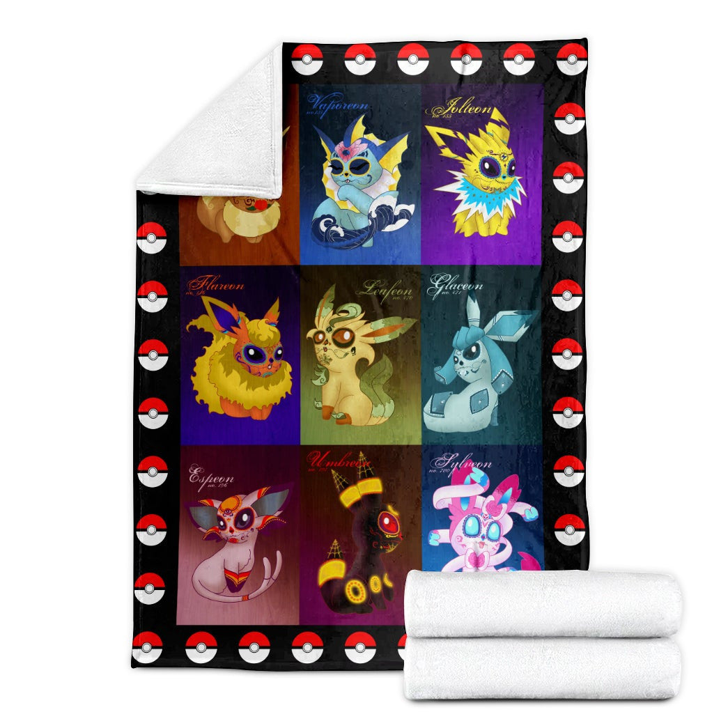 Anime Pkm Sugar Skull Eevee Evolution Custom Soft Blanket