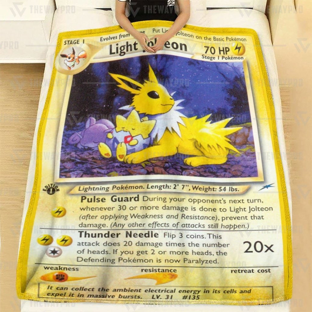 Anime Pkm Light Jolteon 1St Edition Custom Soft Blanket