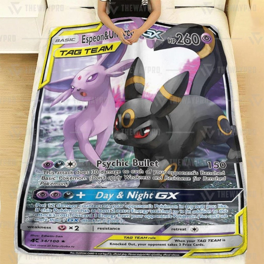 Anime Pkm Espeon & Umbreon Gx Custom Soft Blanket