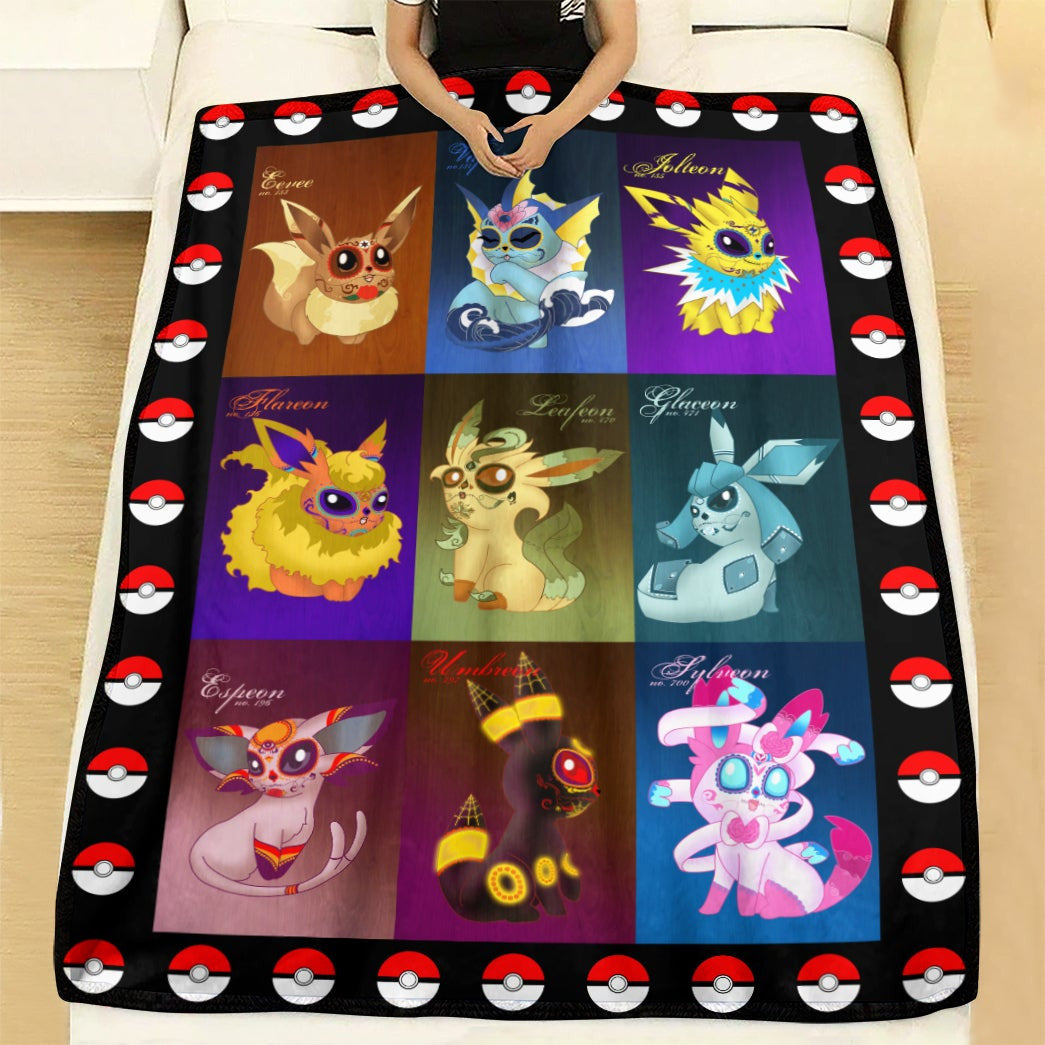 Anime Pkm Sugar Skull Eevee Evolution Custom Soft Blanket