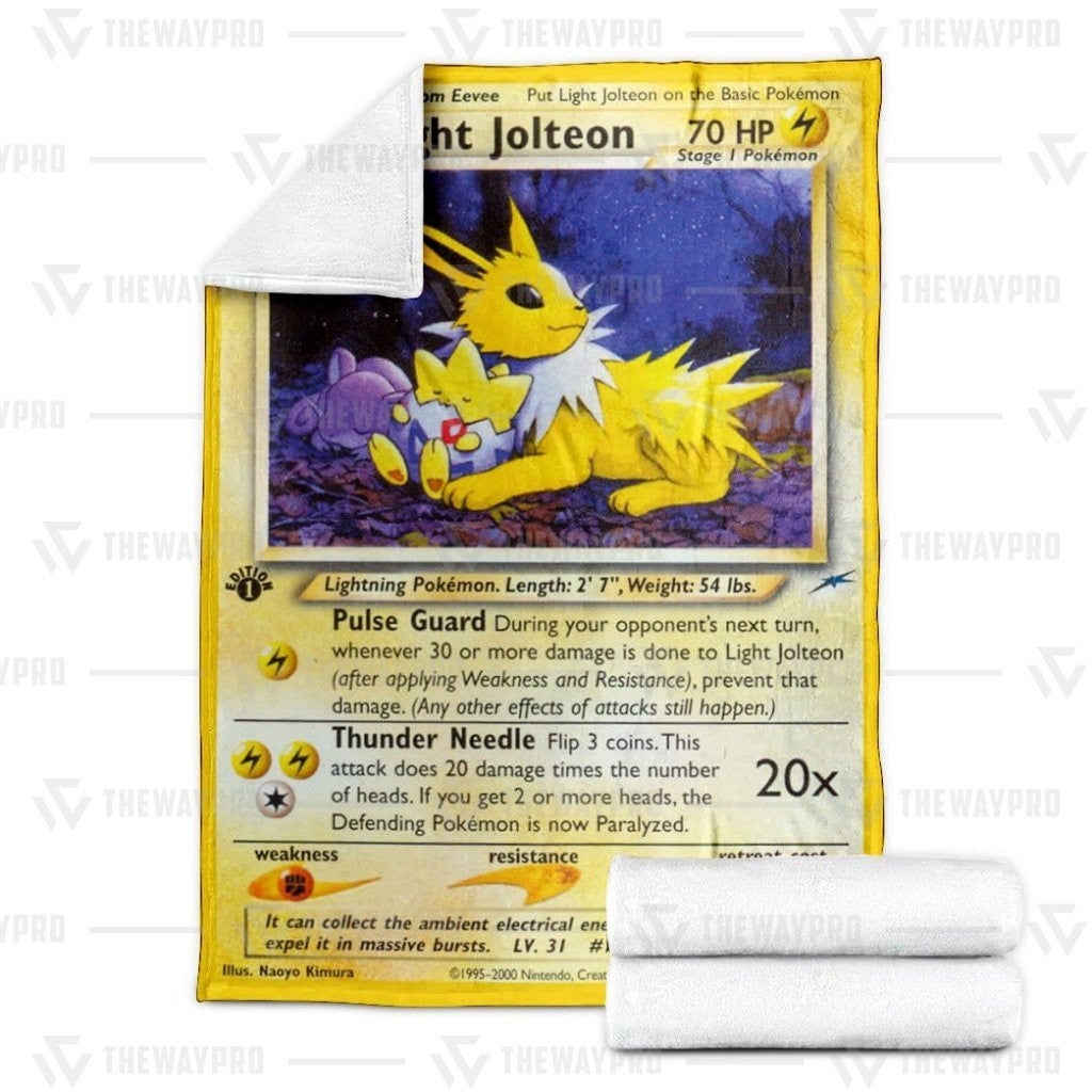 Anime Pkm Light Jolteon 1St Edition Custom Soft Blanket