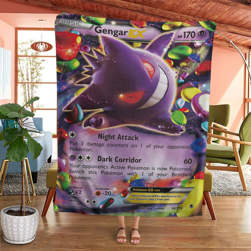 Anime Pkm Gengar Ex Phantom Forces Custom Soft Blanket