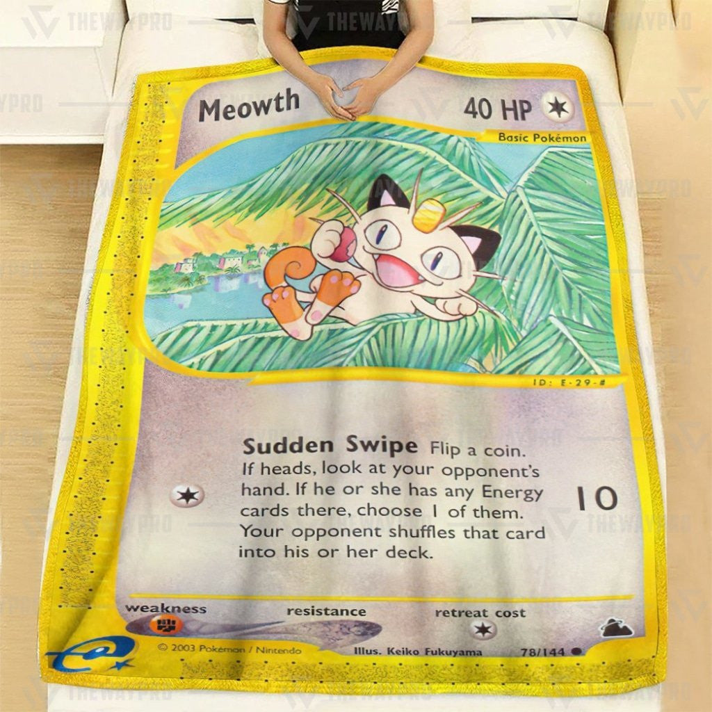 Anime Pkm Meowth Skyridge Custom Soft Blanket