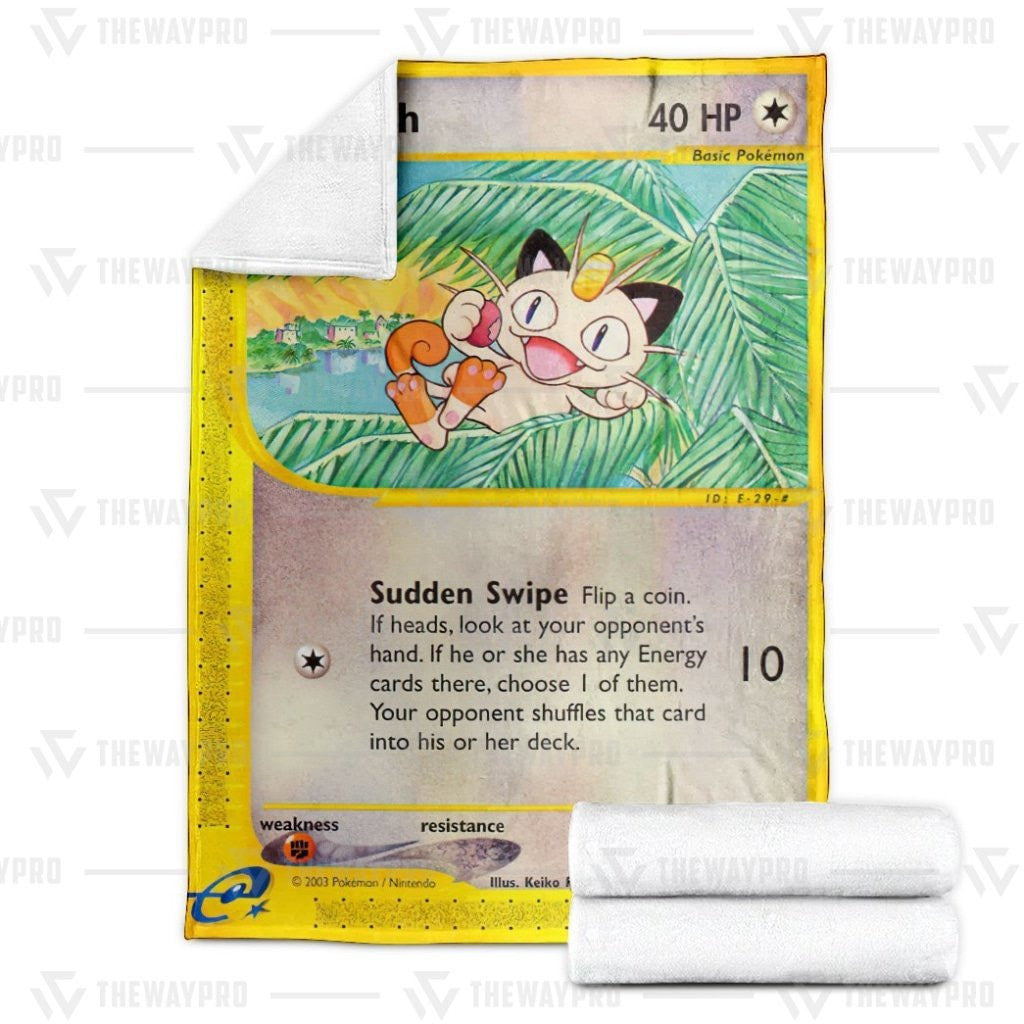 Anime Pkm Meowth Skyridge Custom Soft Blanket