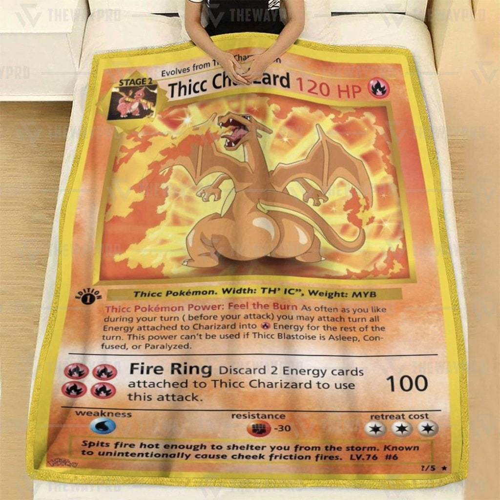 Anime Pkm Thicc Charizard Custom Soft Blanket