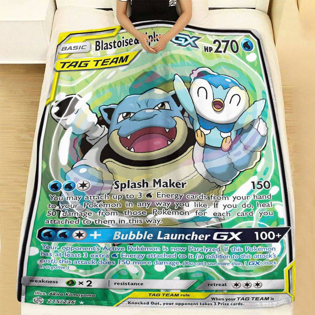 Anime Pkm Blastoise & Piplup-Gx Cosmic Eclipse Custom Soft Blanket