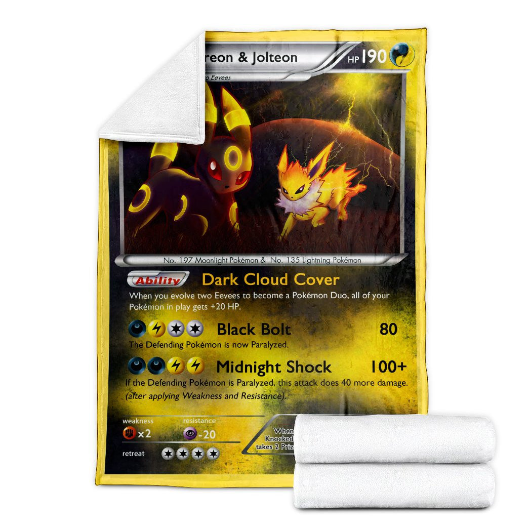 Anime Pkm Umbreon And Jolteon Duo Card Custom Soft Blanket