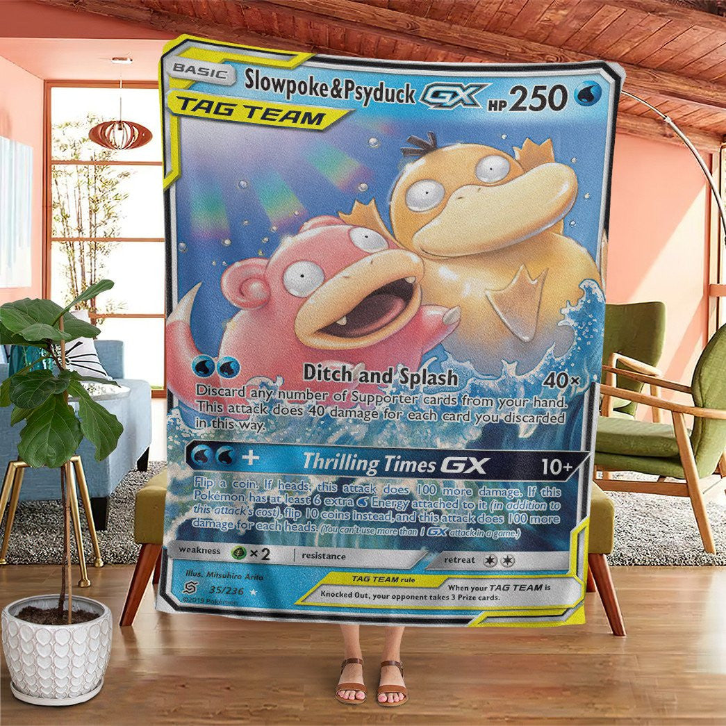 Anime Pkm Slowpoke & Psyduck-Gx Unified Minds Custom Soft Blanket