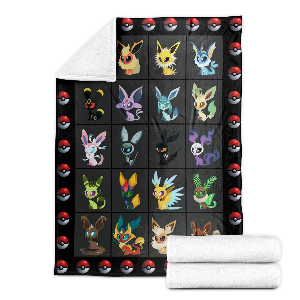 Anime Pkm Eevee Evolution Form Custom Soft Blanket