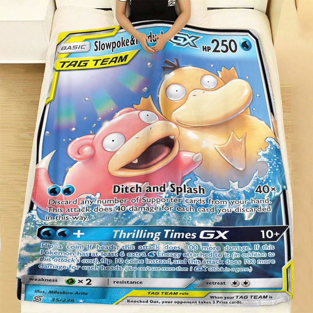 Anime Pkm Slowpoke & Psyduck-Gx Unified Minds Custom Soft Blanket