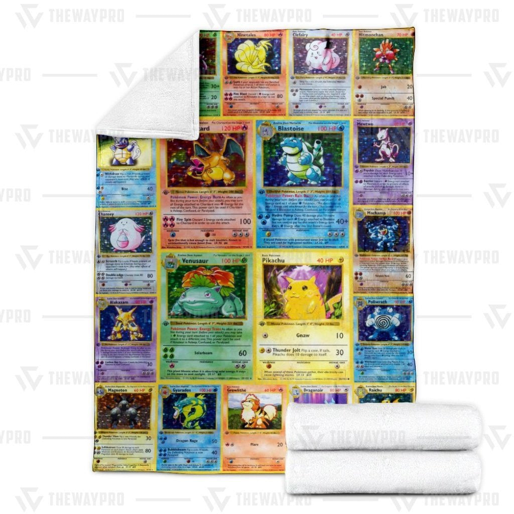 Anime Pkm 1St Edition Cards Custom Soft Blanket