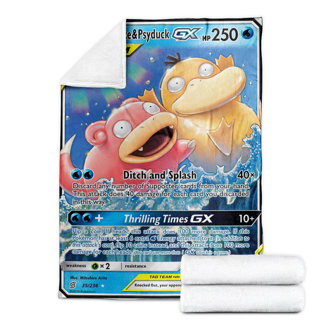 Anime Pkm Slowpoke & Psyduck-Gx Unified Minds Custom Soft Blanket