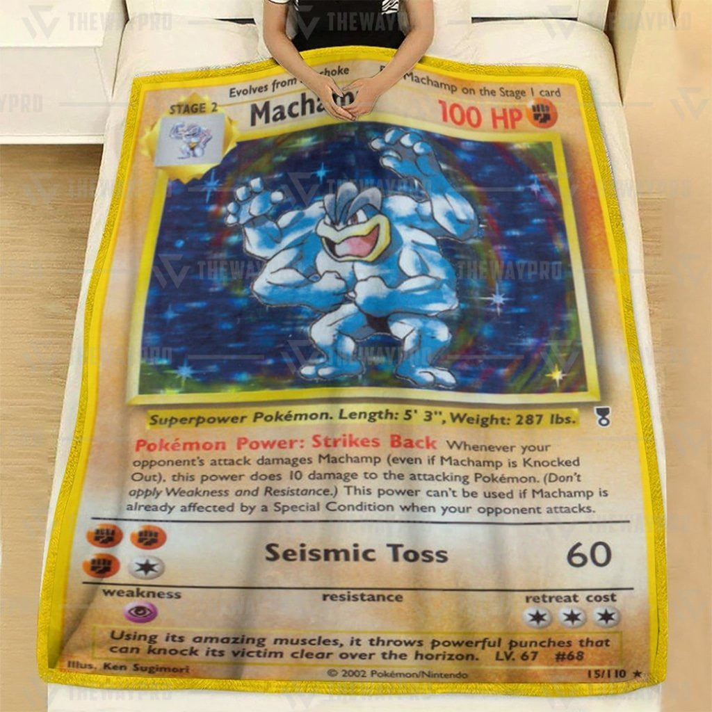 Anime Pkm Shadowless Holographic Machamp Custom Soft Blanket