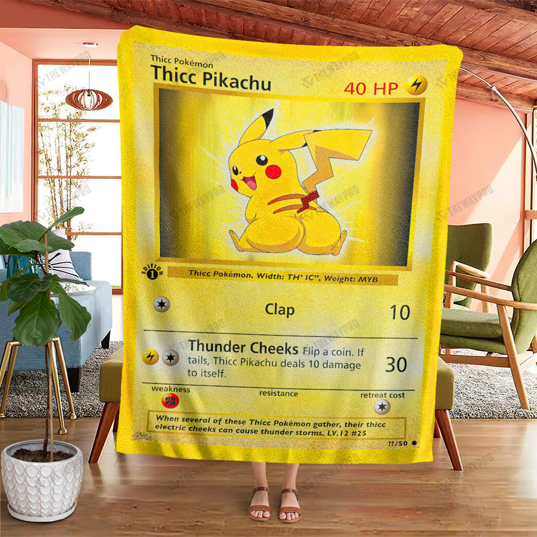 Anime Thicc Pikachu Custom Soft Blanket