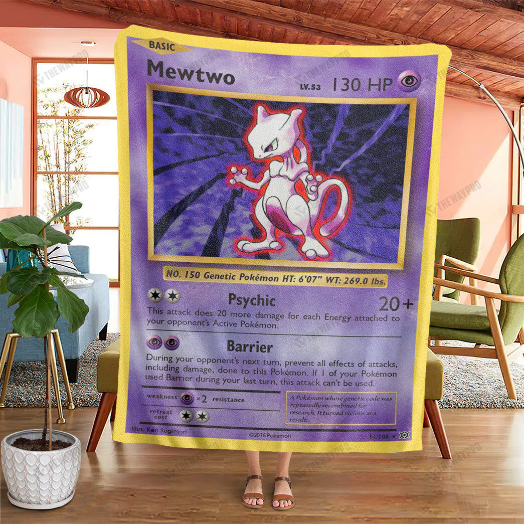 Anime Mewtwo Evolutions Custom Soft Blanket