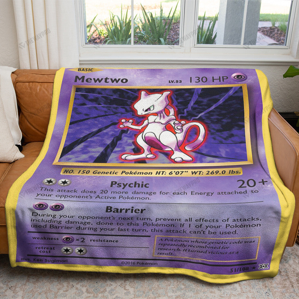 Anime Mewtwo Evolutions Custom Soft Blanket