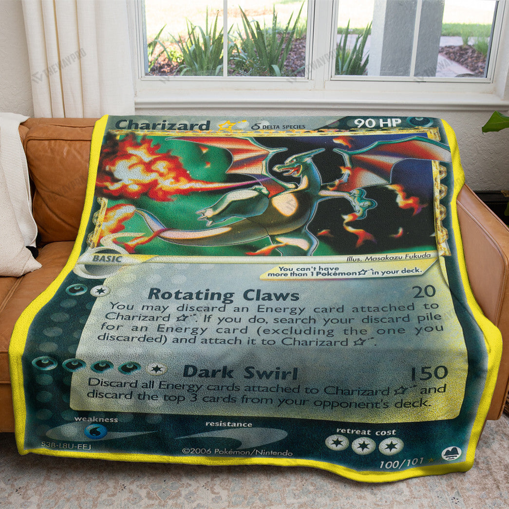 Anime Charizard Star Gold Star Dragon Frontiers Custom Soft Blanket