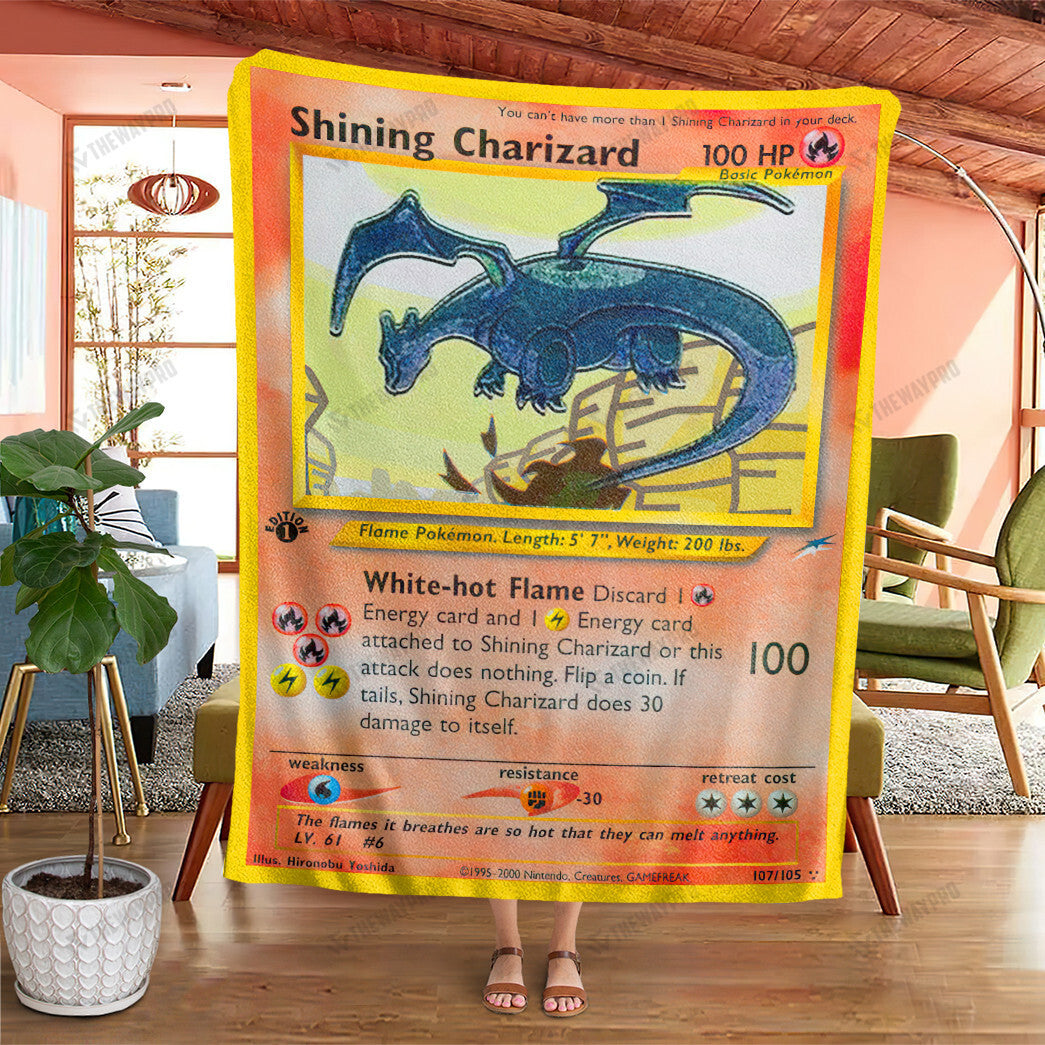 Anime Shining Charizard Neo Destiny Custom Soft Blanket