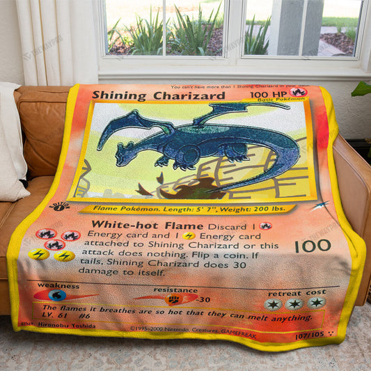 Anime Shining Charizard Neo Destiny Custom Soft Blanket