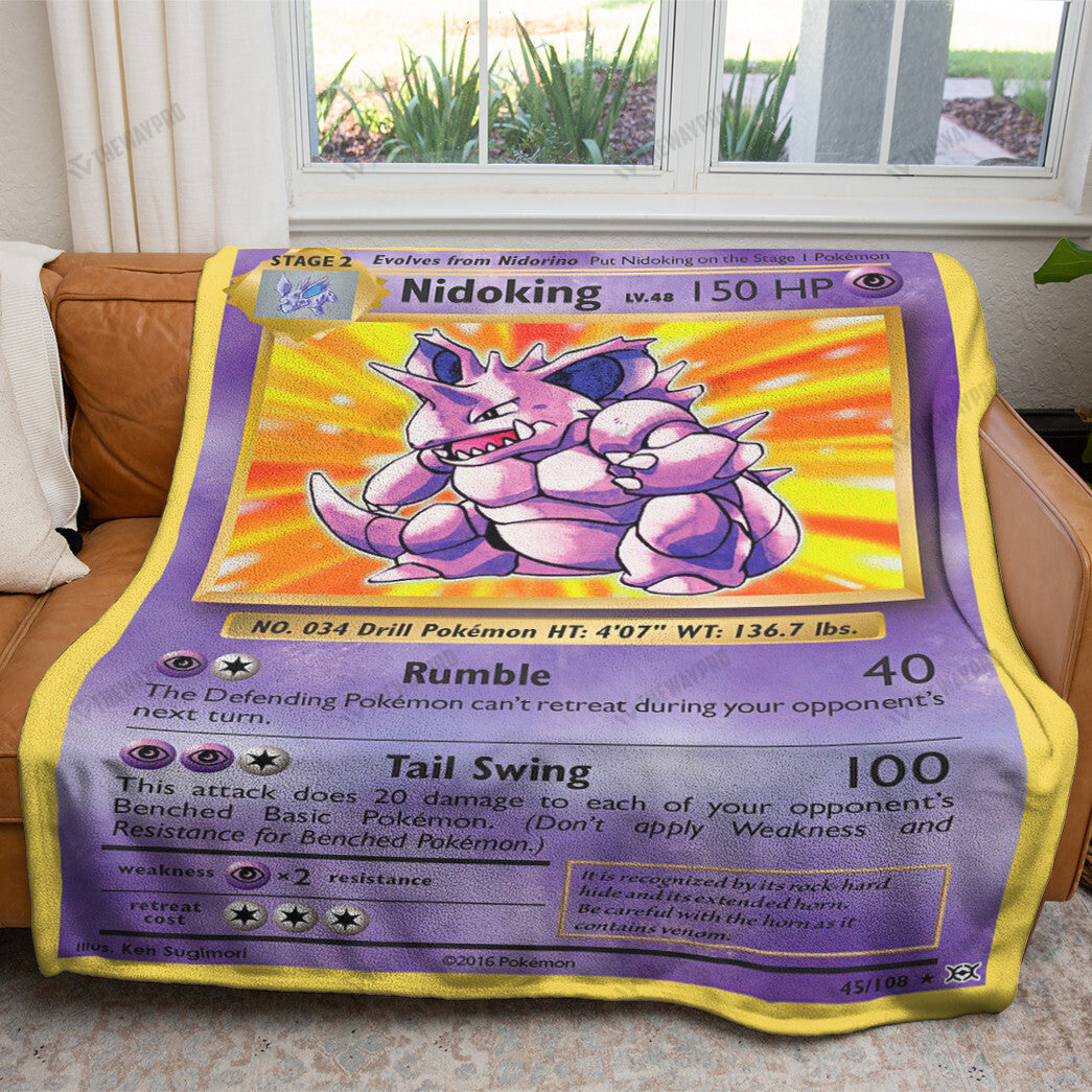 Anime Nidoking Evolutions Custom Soft Blanket