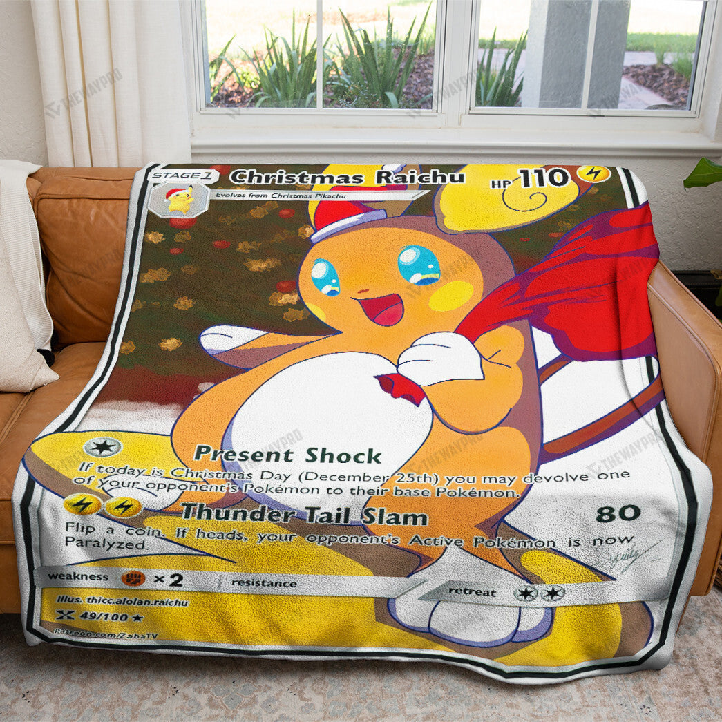 Anime Christmas Raichu Custom Soft Blanket