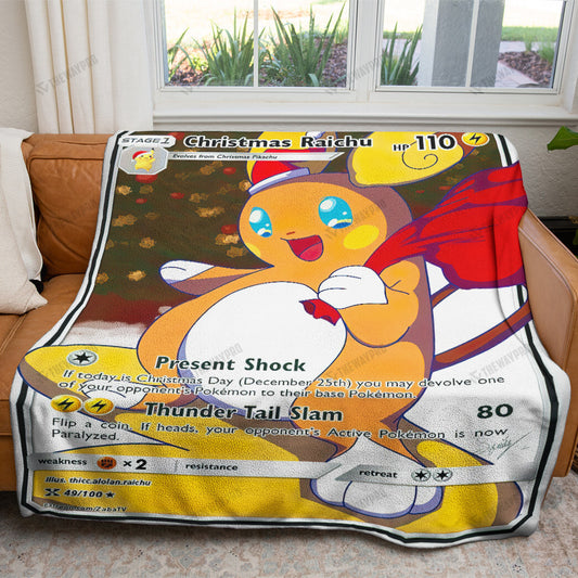 Anime Christmas Raichu Custom Soft Blanket