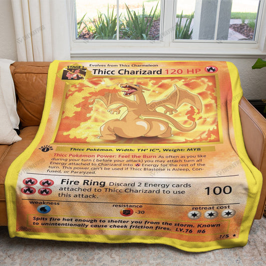 Anime Thicc Charizard Custom Soft Blanket