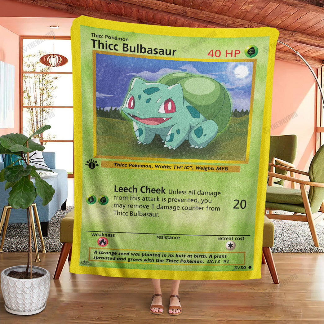 Anime Thicc Bulbasaur Custom Soft Blanket