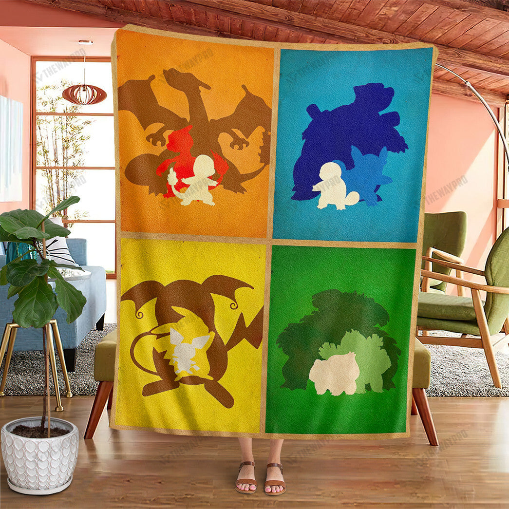 Anime Charizard - Pikachu - Blastoise - Venusaur Custom Soft Blanket