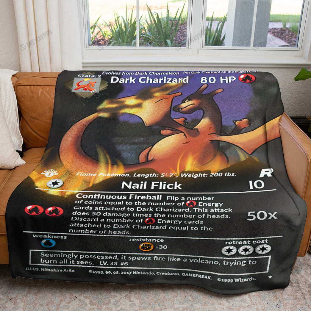 Anime Full Art Dark Charizard! Custom Soft Blanket