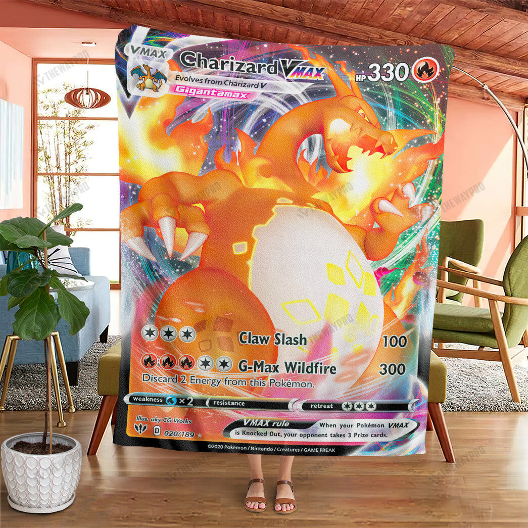 Anime Charizard VMAX Darkness Ablaze Custom Soft Blanket