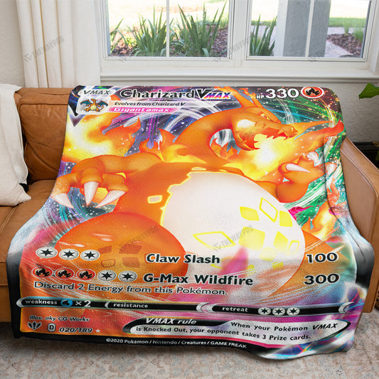 Anime Charizard VMAX Darkness Ablaze Custom Soft Blanket