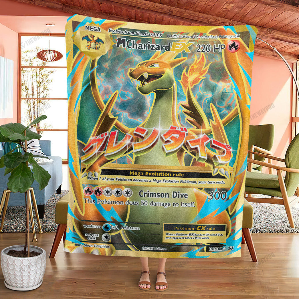 Anime M Charizard-EX Evolutions Custom Soft Blanket