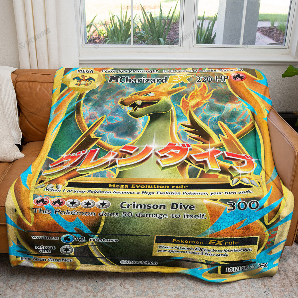 Anime M Charizard-EX Evolutions Custom Soft Blanket