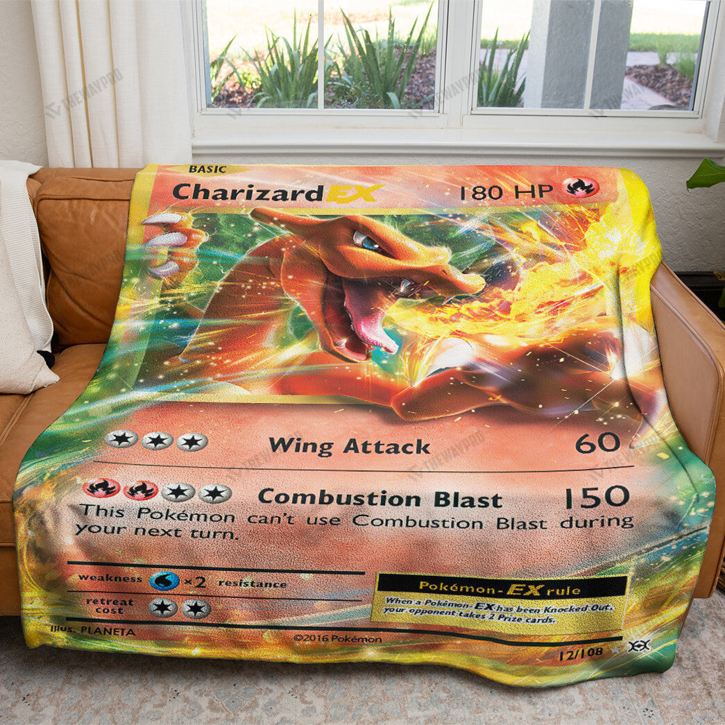 Anime Charizard-EX Evolutions Custom Soft Blanket