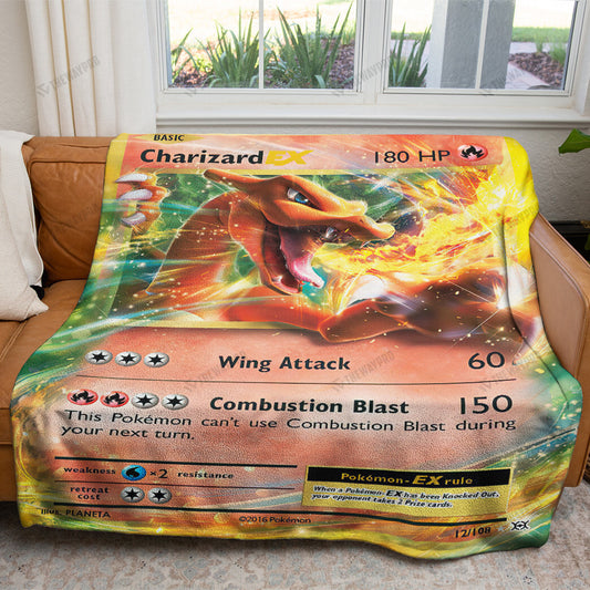 Anime Charizard-EX Evolutions Custom Soft Blanket