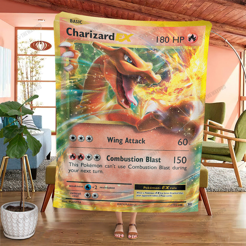 Anime Charizard-EX Evolutions Custom Soft Blanket