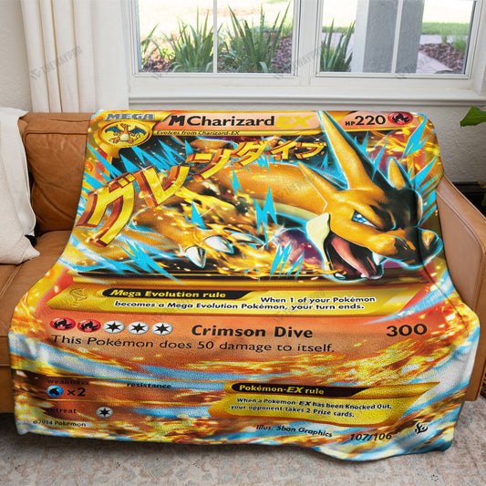 Anime M Charizard-EX Flashfire Custom Soft Blanket