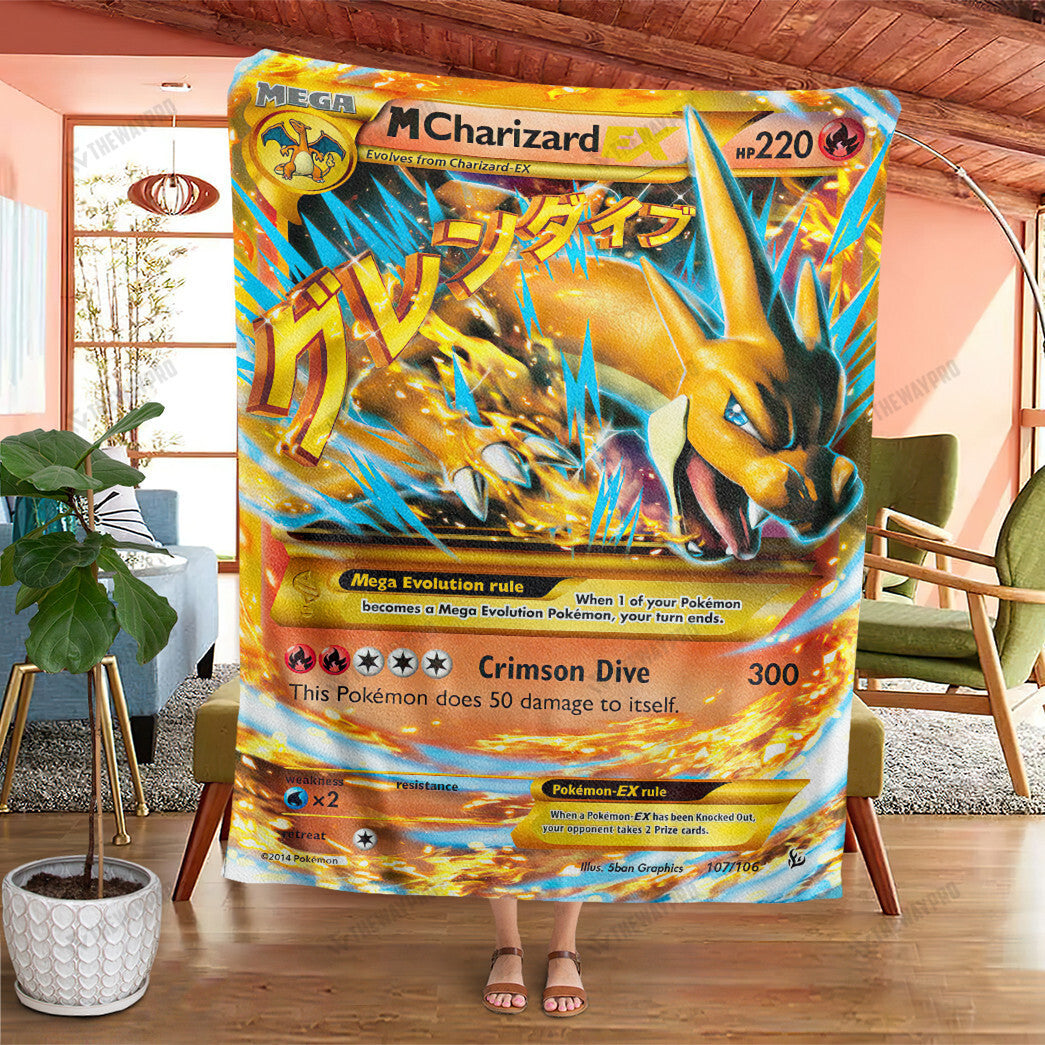 Anime M Charizard-EX Flashfire Custom Soft Blanket