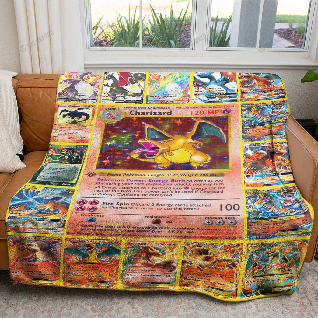 Anime Charizard Cards Custom Soft Blanket