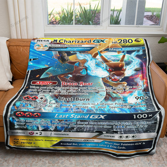 Anime M Charizard GX Tag Team Custom Soft Blanket