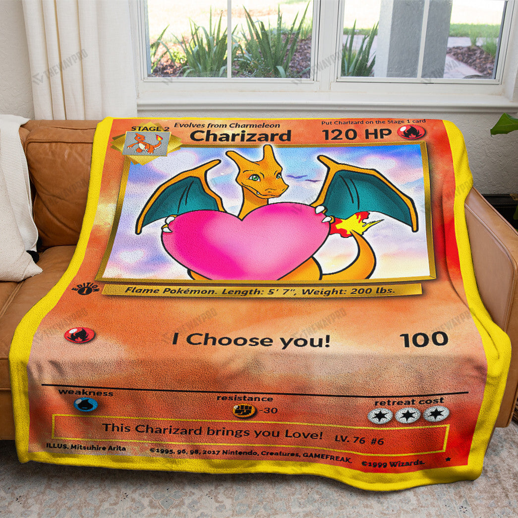 Anime Charizard I Choose You Custom Soft Blanket