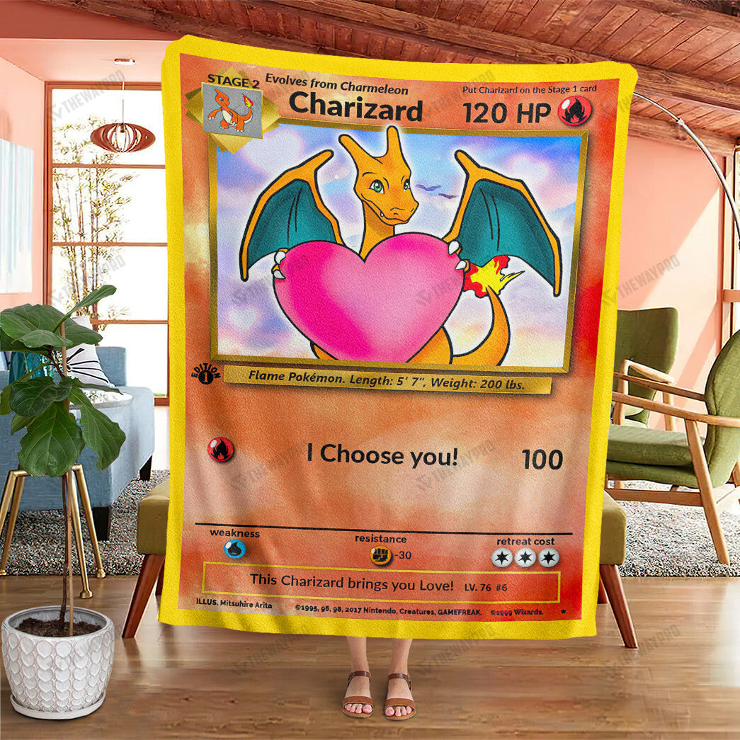 Anime Charizard I Choose You Custom Soft Blanket