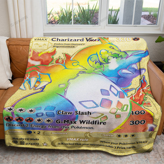 Anime VMAX Charizard Gold Card Custom Soft Blanket