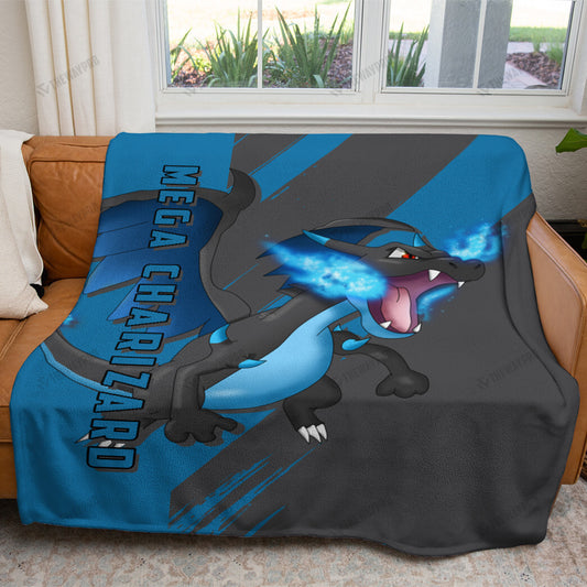 Anime Mega Charizard Custom Soft Blanket