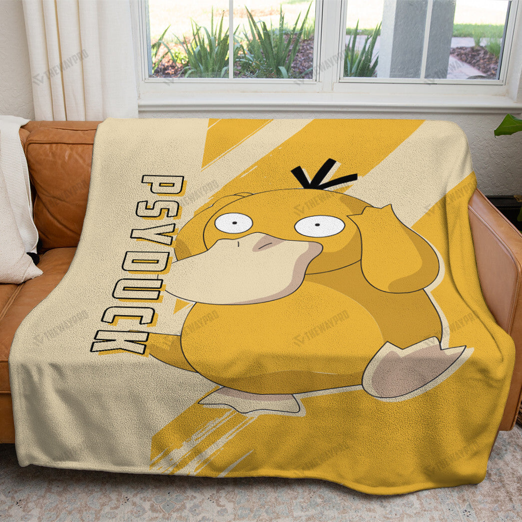 Anime Psyduck Custom Soft Blanket