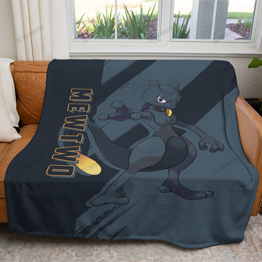 Anime Dark Mewtwo Custom Soft Blanket