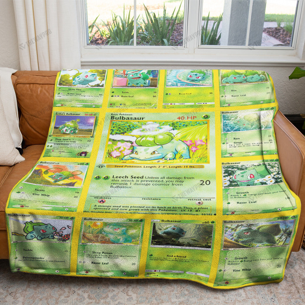 Anime Bulbasaur Cards Version 2 Custom Soft Blanket