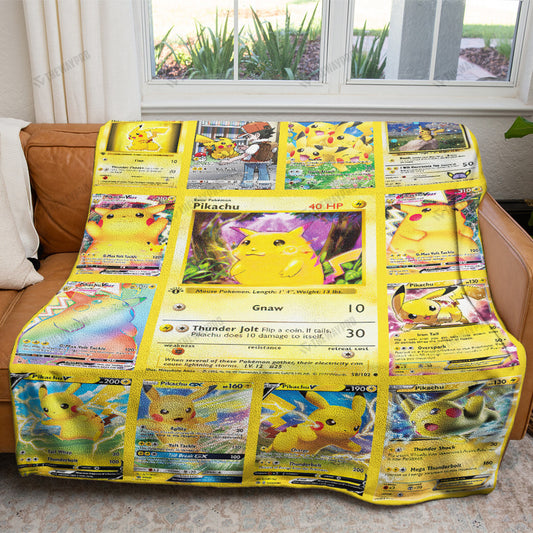 Anime Pikachu Cards Version 2 Custom Soft Blanket