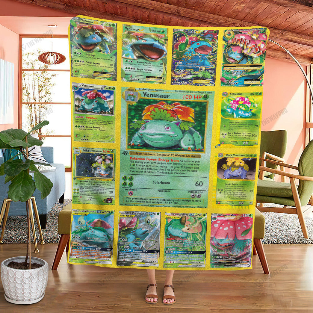 Anime Venusaur Cards Version 2 Custom Soft Blanket